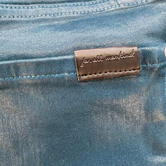 7 for All Mankind Jeans Women's 26 (2)Teal Blue High Waist Ankle Skinny NWT - Picture 7 of 16